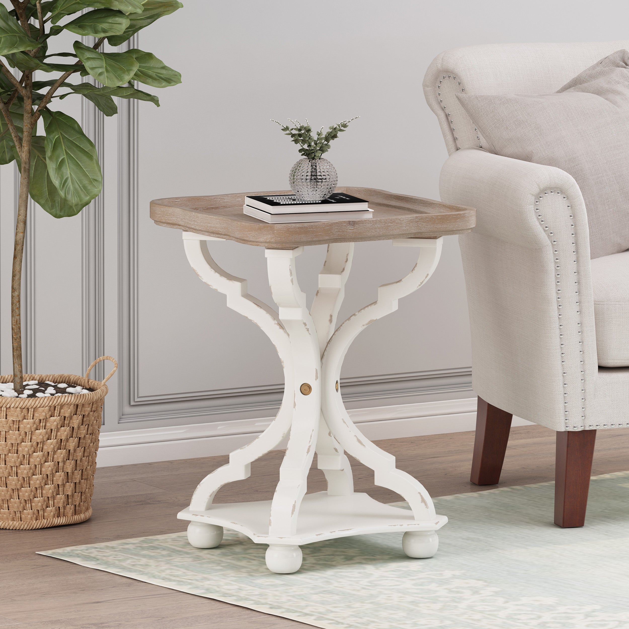 Dianelly French Country Accent Table with Square Top