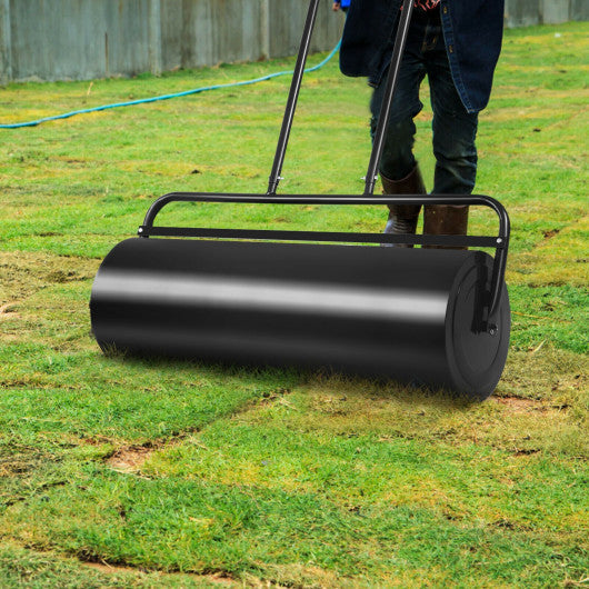 36 x 12 Inch Tow Lawn Roller Water Filled Metal Push Roller-Black