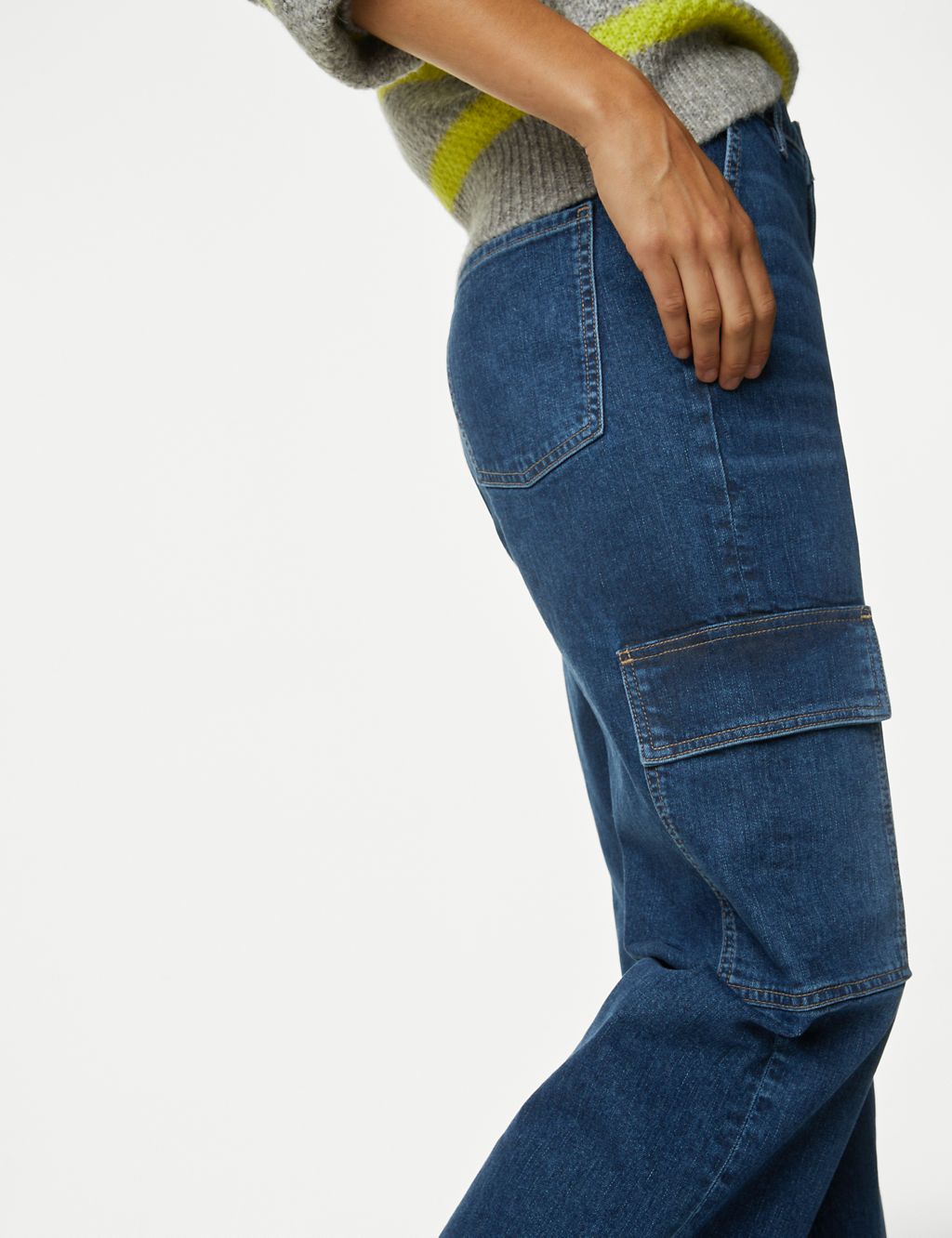 High Waisted Wide Leg Cargo Jeans