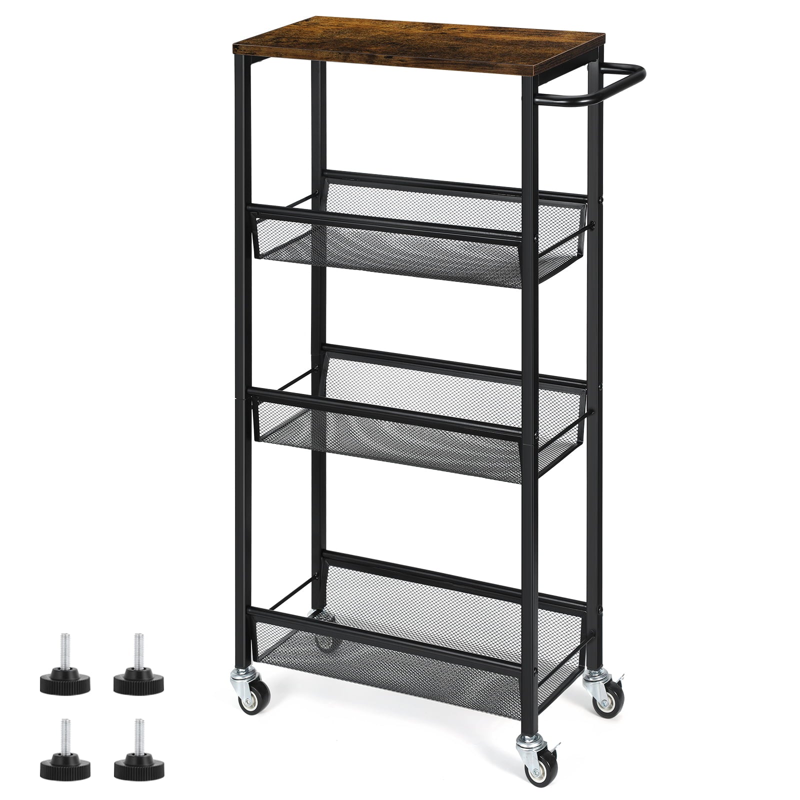 Kitchen Cart on Wheels， 4 Tier Metal Moveable Kitchen Cart with Storage