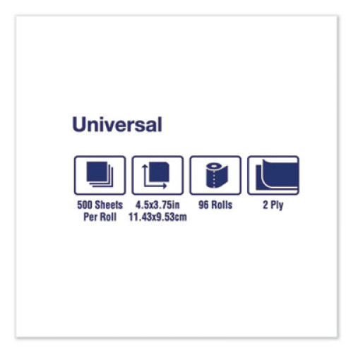 Tork Universal Bath Tissue， Septic Safe， 2-Ply， White， 500 Sheets/Roll， 96 Rolls/Carton (TM1616)