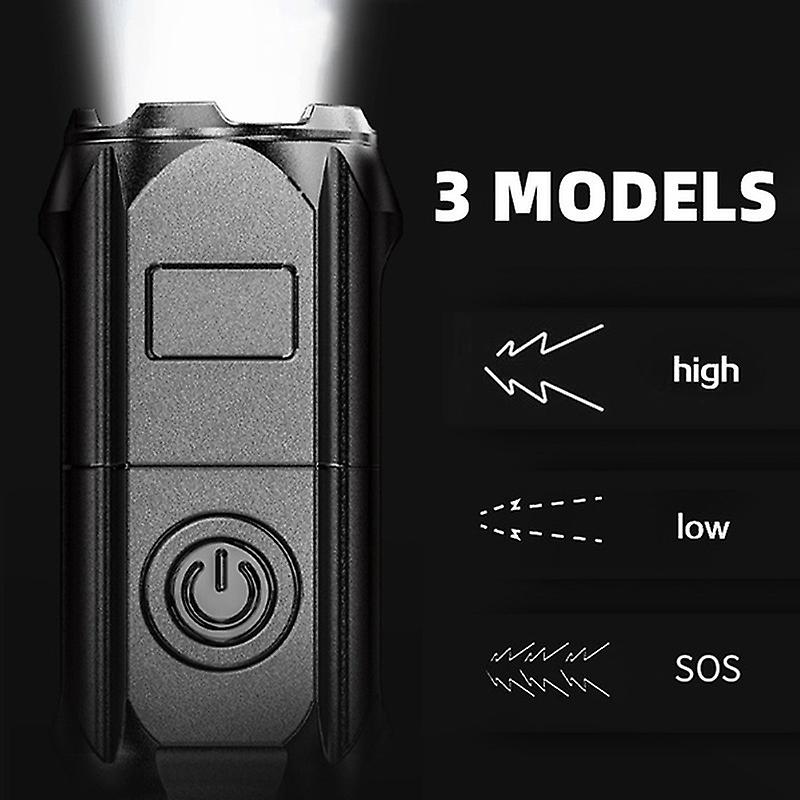 Super Bright Abs Strong Light Focusing Led Flashlight Outdoor Portable Home Built-in Battery Rechargeable Multi-function Torch