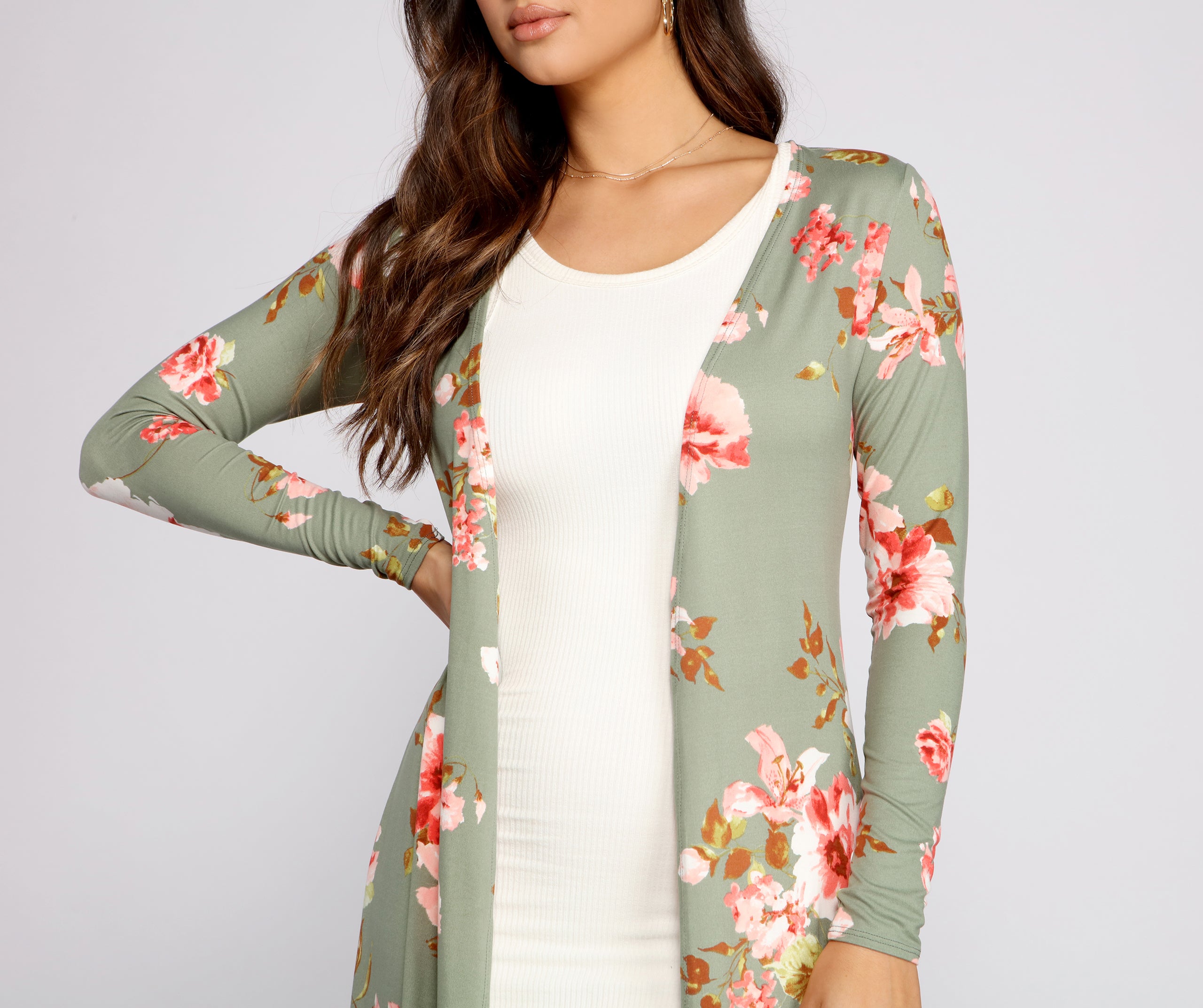 Floral Passion Long Knit Duster