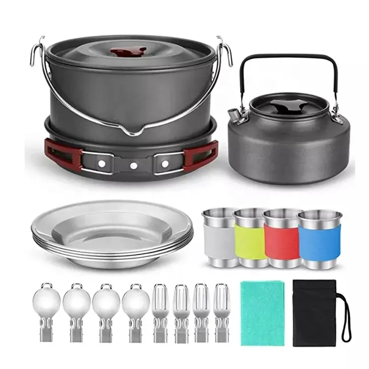 China Portable Outdoor Camping Cookware Kit Folding  Cookset Cooking Equipment   Set