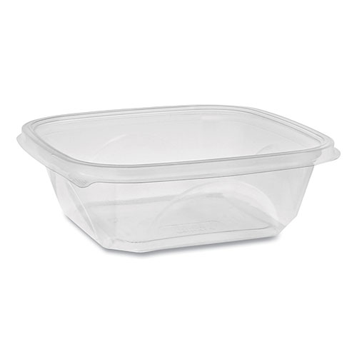 Pactiv EarthChoice Recycled PET Square Base Salad Containers | 7 x 7 x 2， 32 oz， Clear， 300