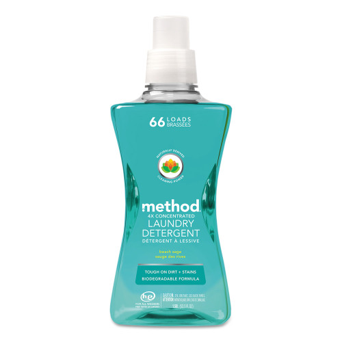 Method 4X Concentrated Laundry Detergent， Beach Sage， 53.5 oz Bottle， 4/Carton (01489)