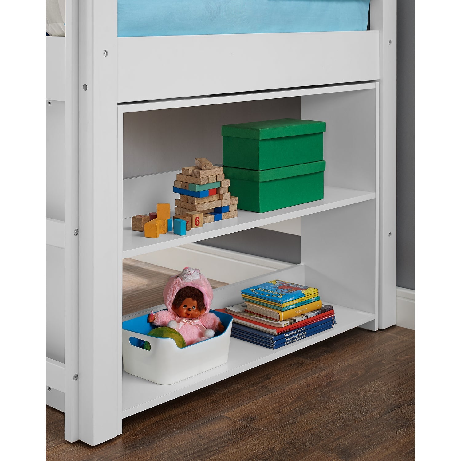Naomi Home Twin Low Loft Bed with Desk for Kids, Study Loft Bed, White