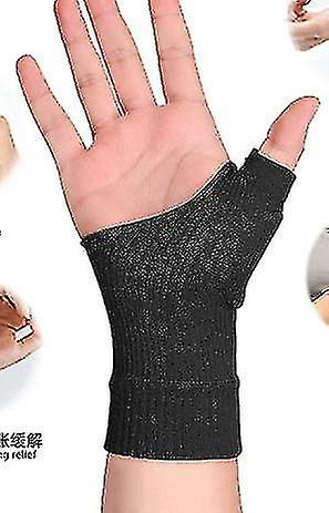 Wrist Guard Palm Guard Men's And Women's Joint Sports Sprain Elastic Wristband Warm And Cold-proof Fitness Half-finger Gloves 2 Pieces Black Baoji En