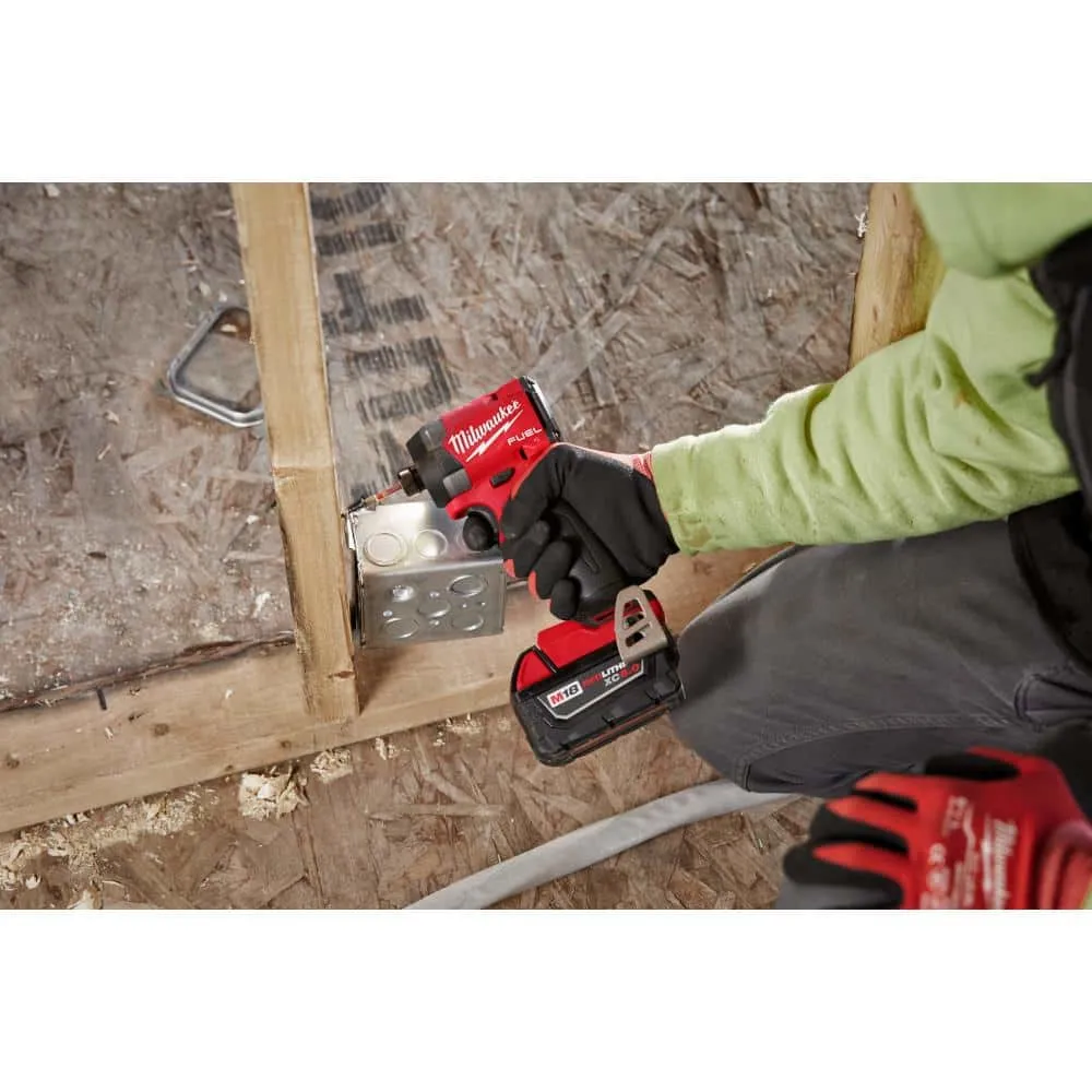 Milwaukee M18 FUEL 18V Lithium-Ion Brushless Cordless 1/4 in. Hex Impact Driver Kit with Two 5.0Ah Batteries Charger Hard Case 2953-22