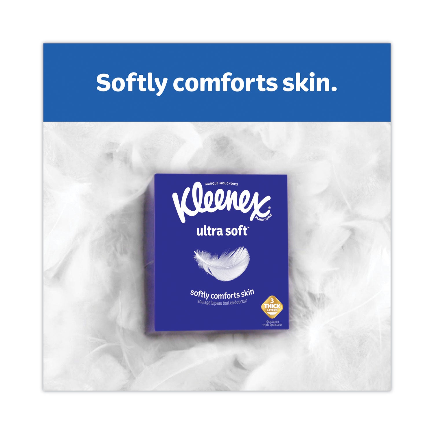 Ultra Soft Facial Tissue， 3-Ply， White， 60 Sheets