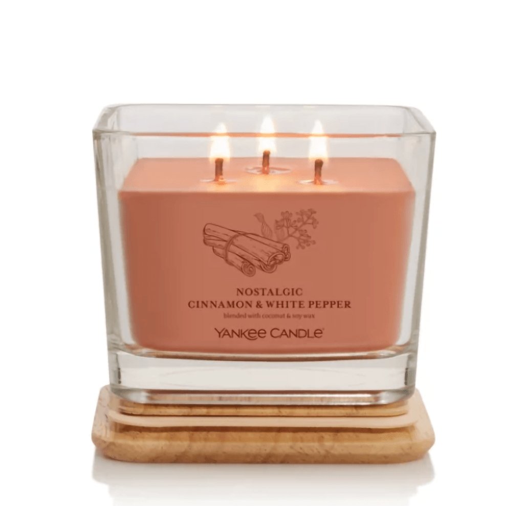 Yankee Candle  Well Living Collection - Medium Square Candle in Nostalgic Cinnamon & White Pepper