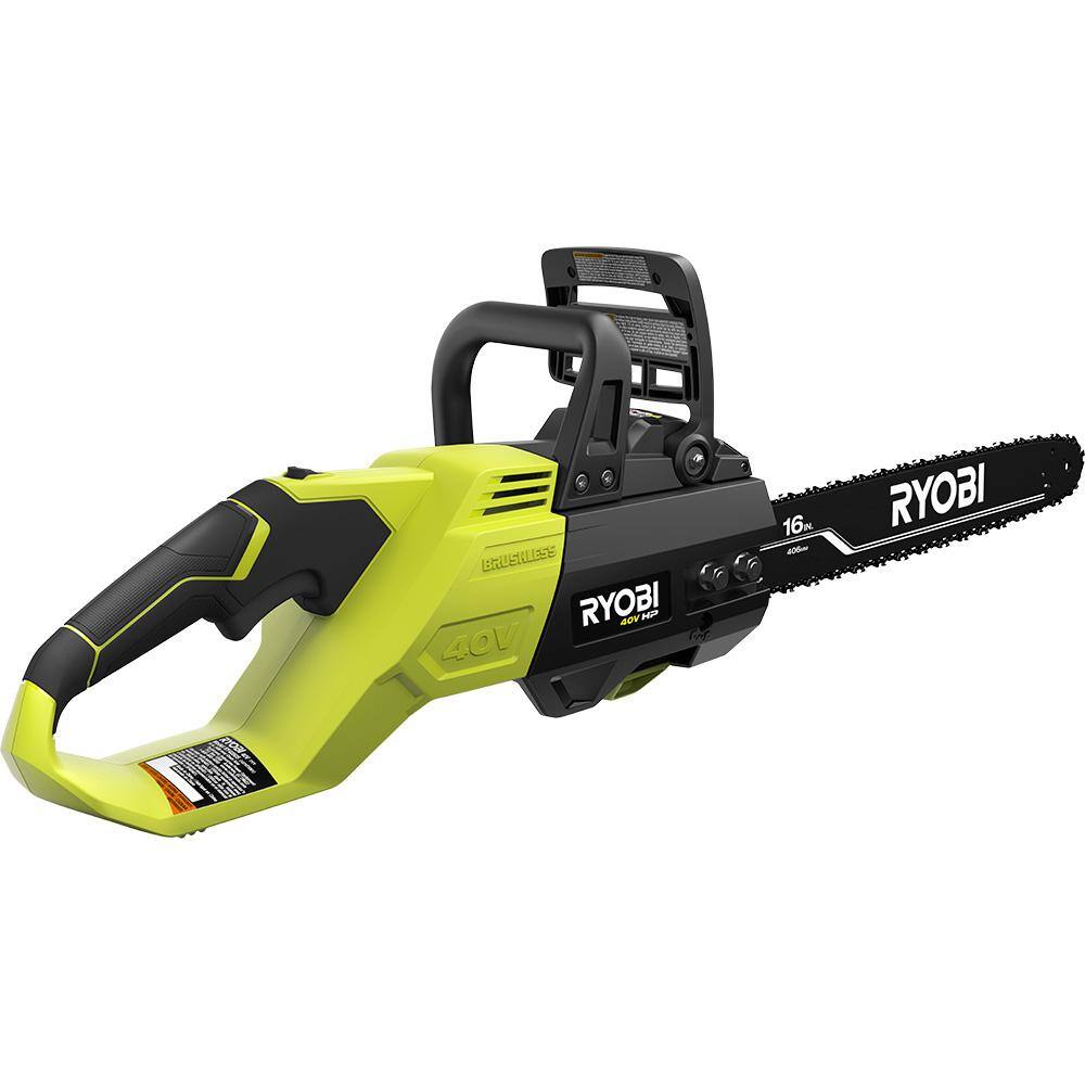 RYOBI RY40550 40V HP Brushless 16 in. Battery Chainsaw with 4.0 Ah Battery and Charger