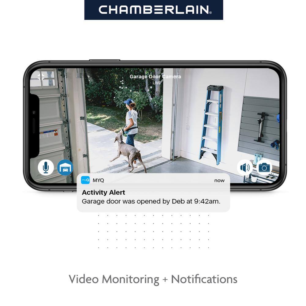 Chamberlain B4643T 3/4 HP LED Video Quiet Belt Drive Smart Garage Door Opener with Integrated Camera