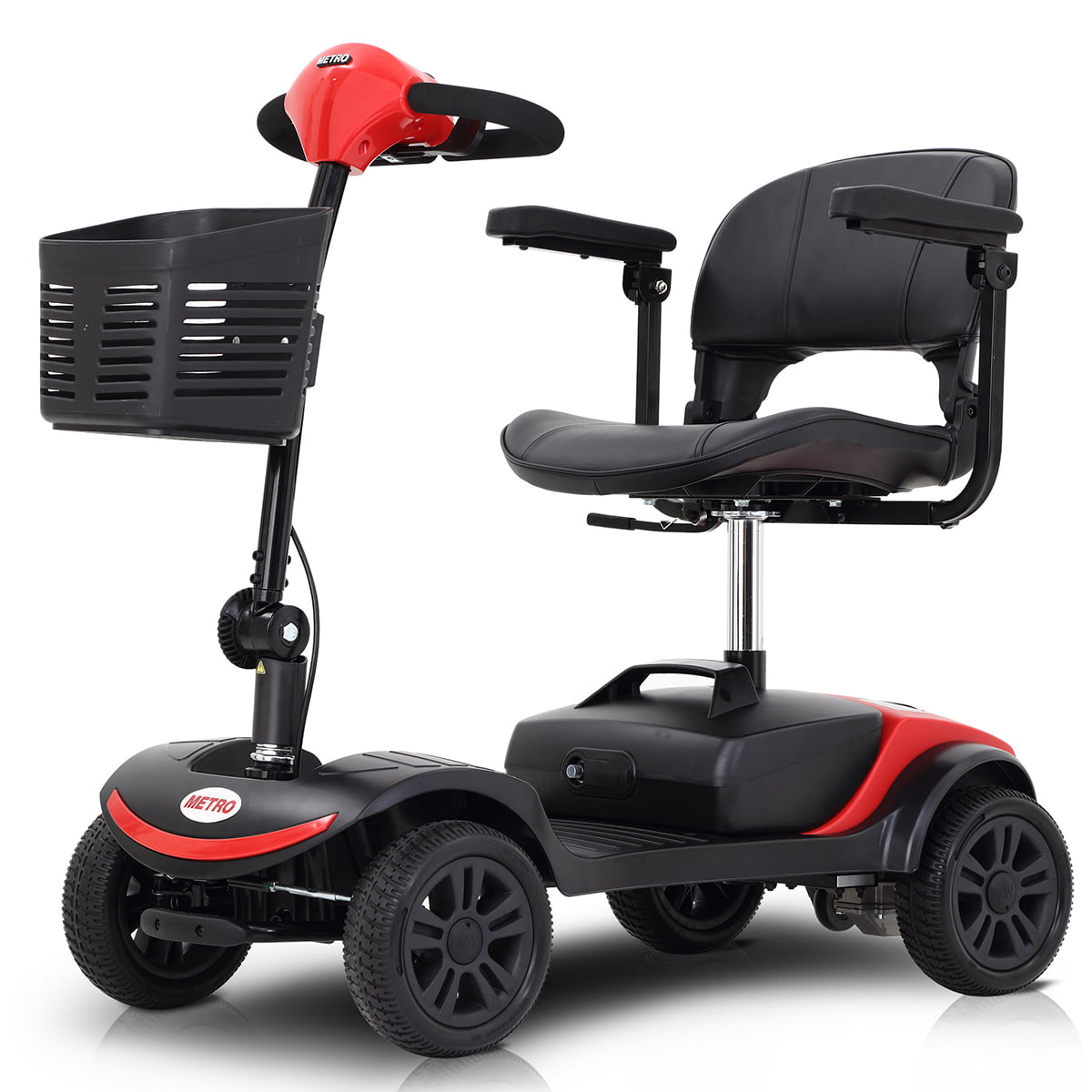 HDJ 10 Miles Folding Electric Scooter Powered Electric Scooter Mobility Scooters for Seniors Adults,4 Wheel Compact Mobile Scooter with Charger and Basket,330 lbs Max Weight