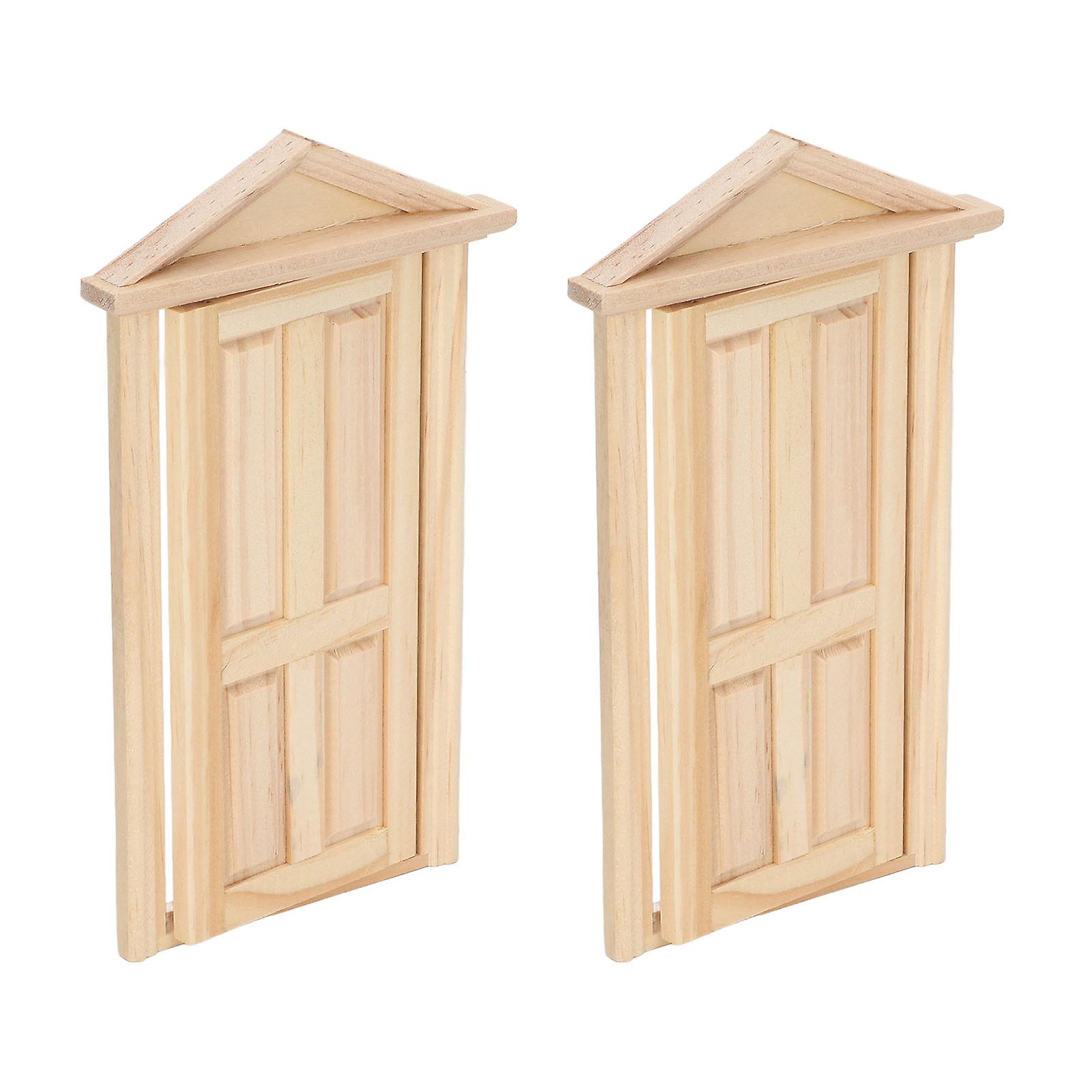 2pcs Dollhouse Miniature Door 1:12 Scale 1: 16 Scale Furniture DIY Dollhouse Mini Wooden Door for Chrismas