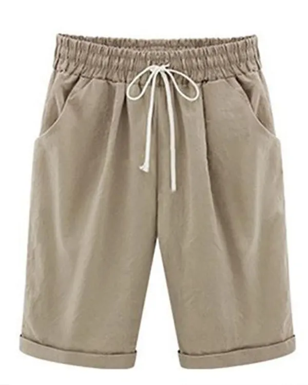 Plus Size Casual Shorts With Pockets for Holiday