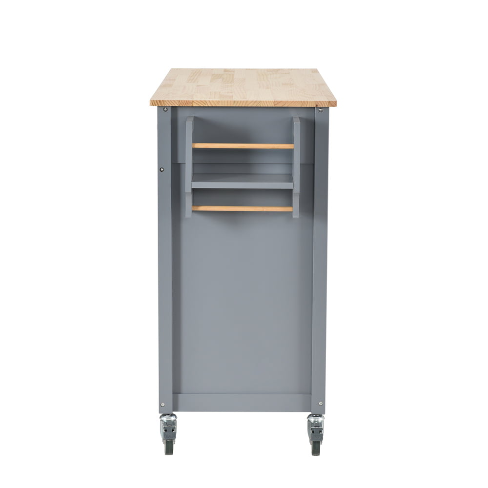 Kitchen Island Cart with Spacious Tabletop and Locking Wheels， 54.3