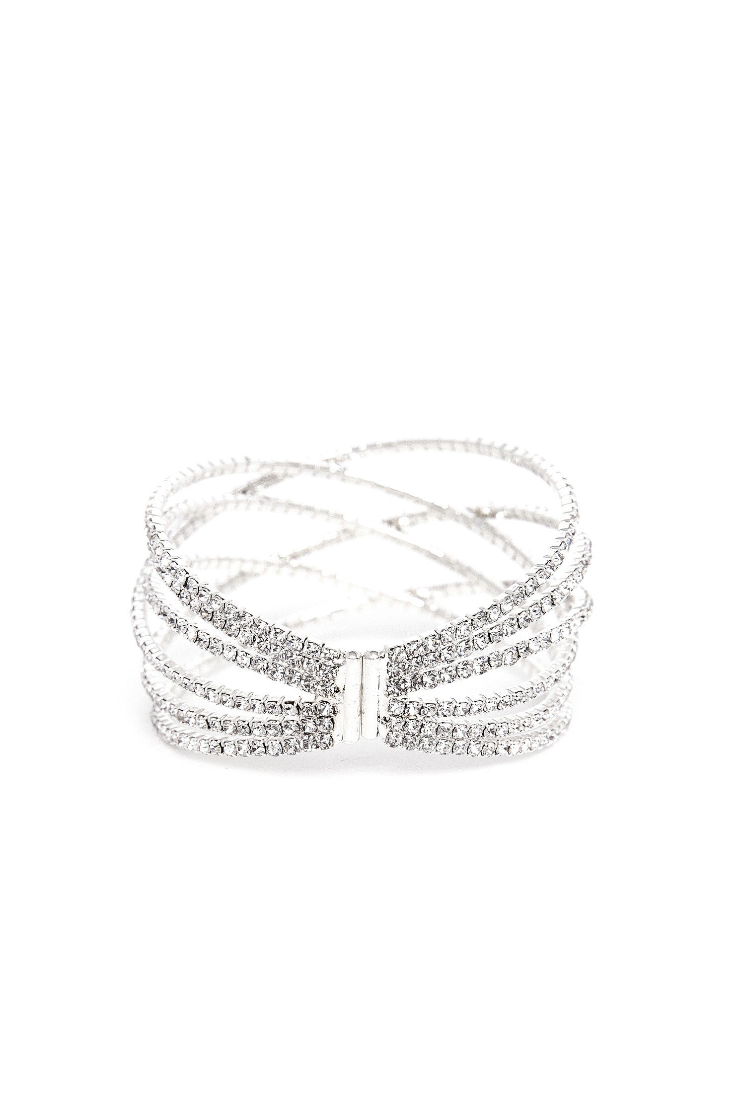 Rhinestone Lattice Cuff Bracelet