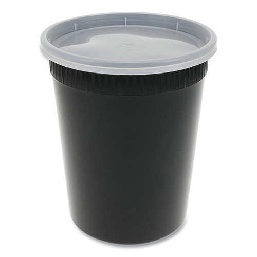 Pactiv Newspring DELItainer Microwavable Container | 32 oz， 4.55 x 4.55 x 5.55， Black