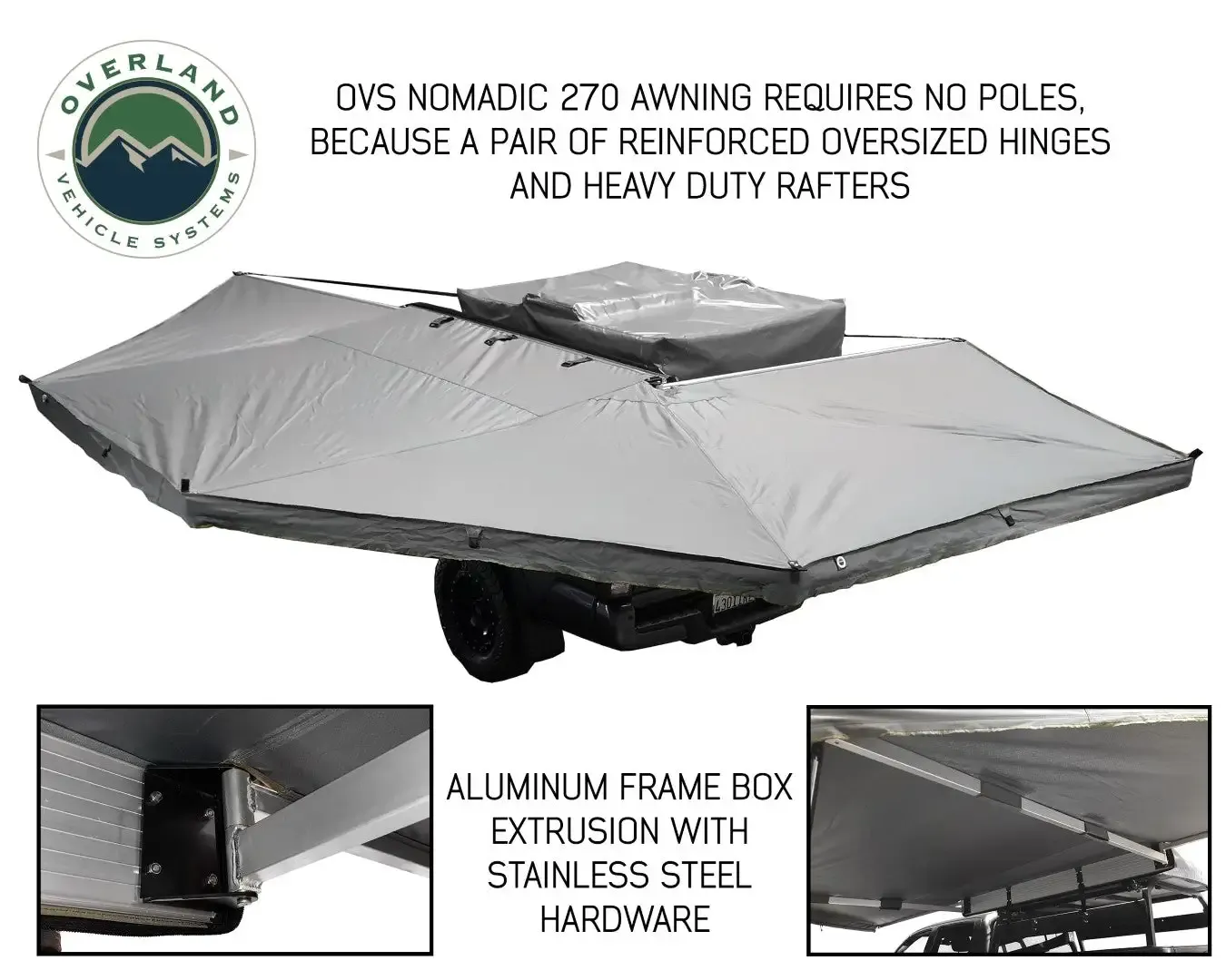 Awning 270 Dark Gray Cover With Black Transit Cover & Brackets for Passengar Side
