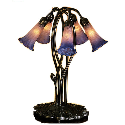 Meyda  14995 Stained Glass /  Table Lamp From The Lilies Collection - Blue