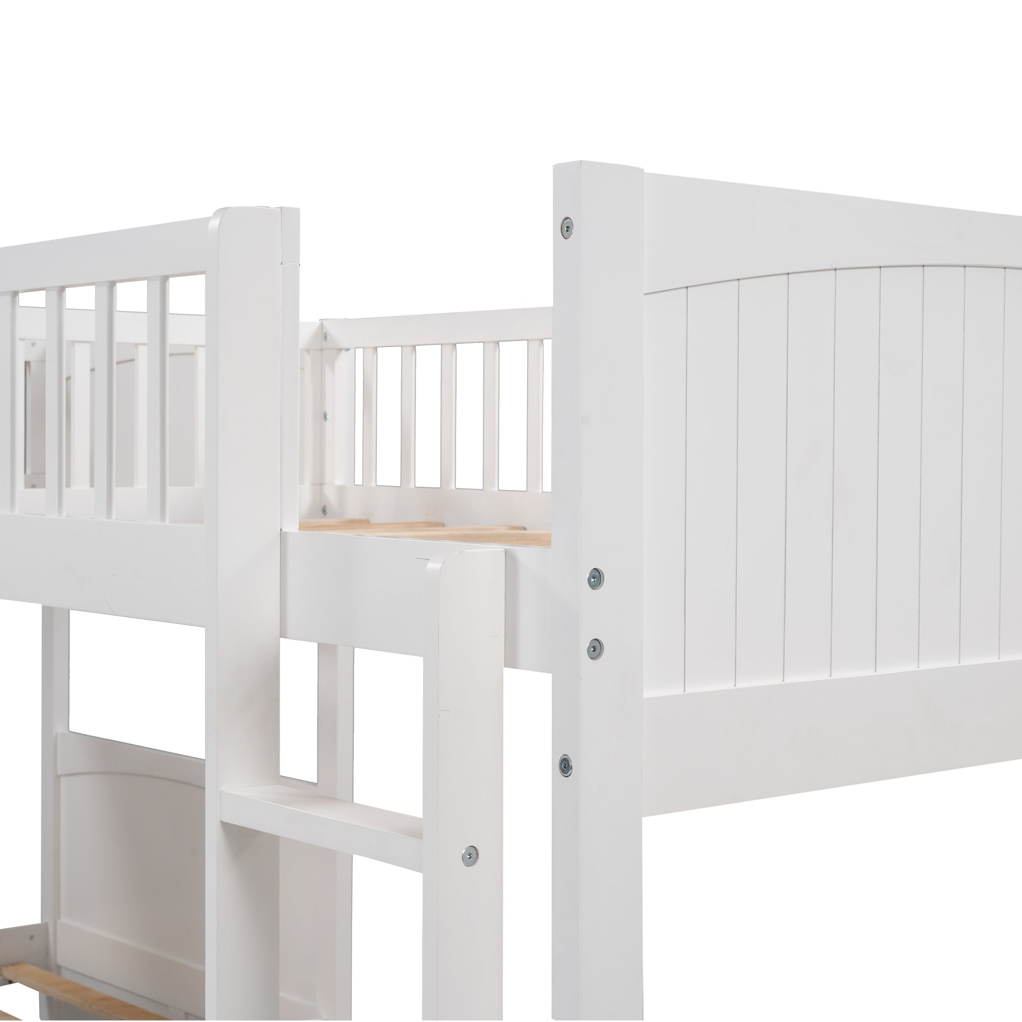 Euroco Wood Bunk Bed Storage, Twin-over-Twin-over-Twin for Children's Bedroom, White