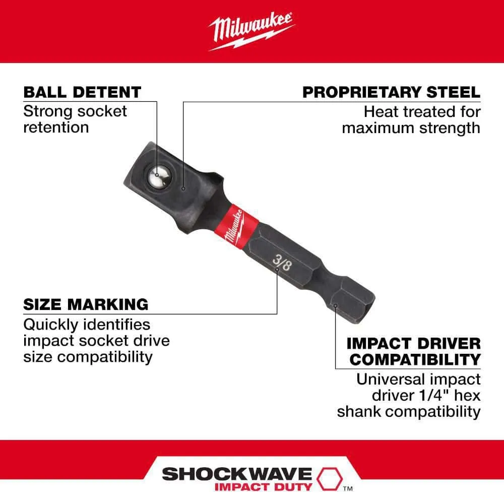 Milwaukee SHOCKWAVE Impact Duty 1/4 in. Hex Shank Socket Adapter Set (3-Piece) 48-32-5033