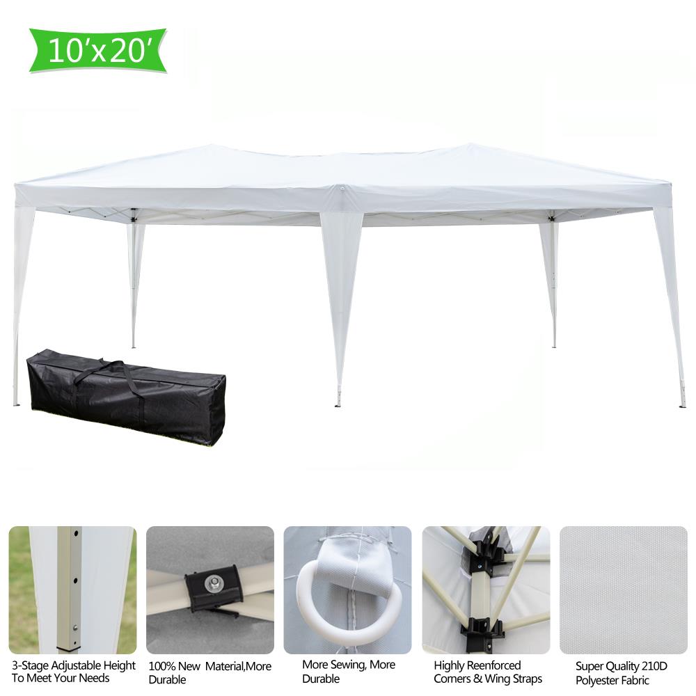 Zimtown 10'x20' Ez Pop up Folding Gazebo Backyard Canopy White No Side