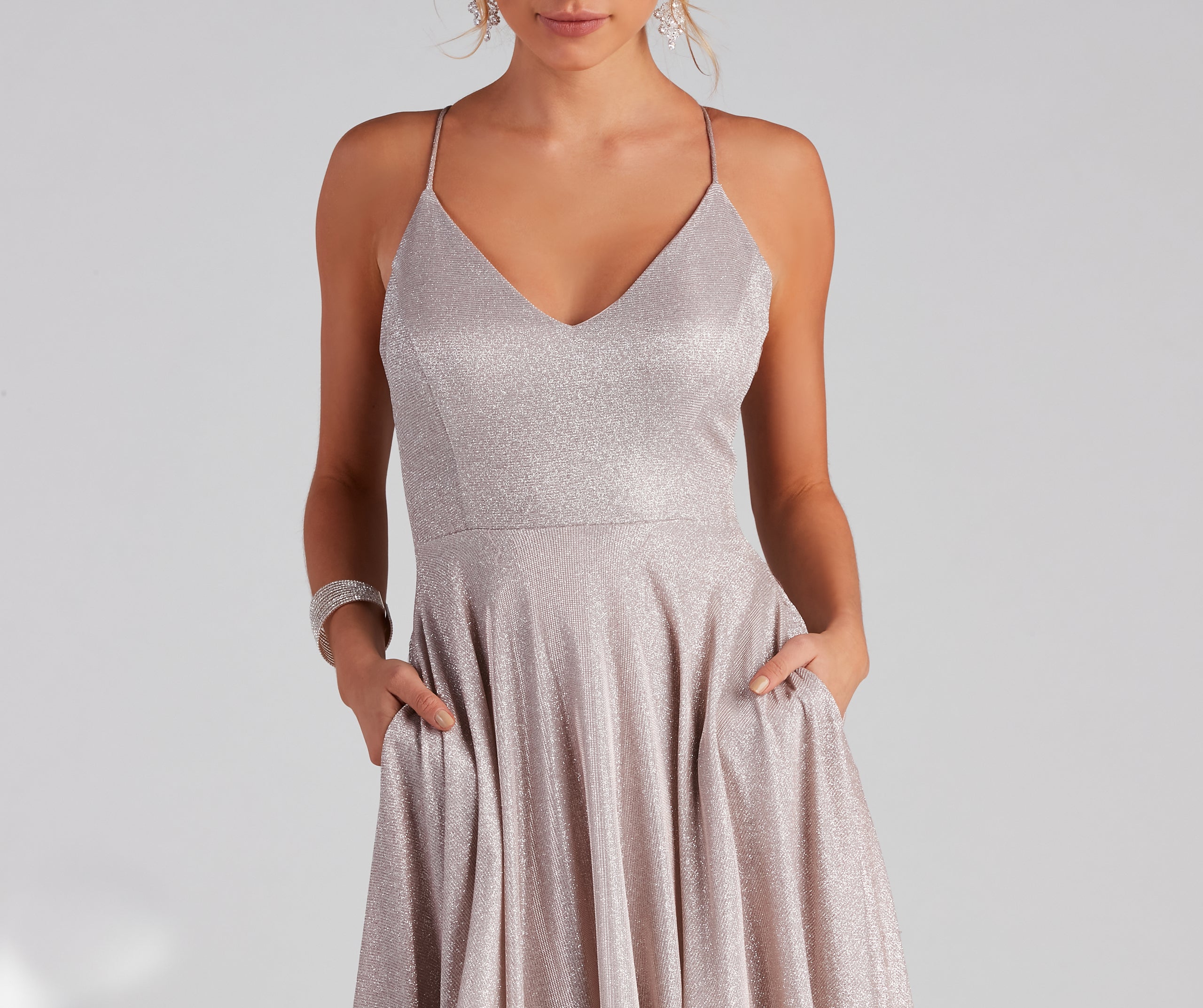 Palmer Formal Glitter Lace Dress