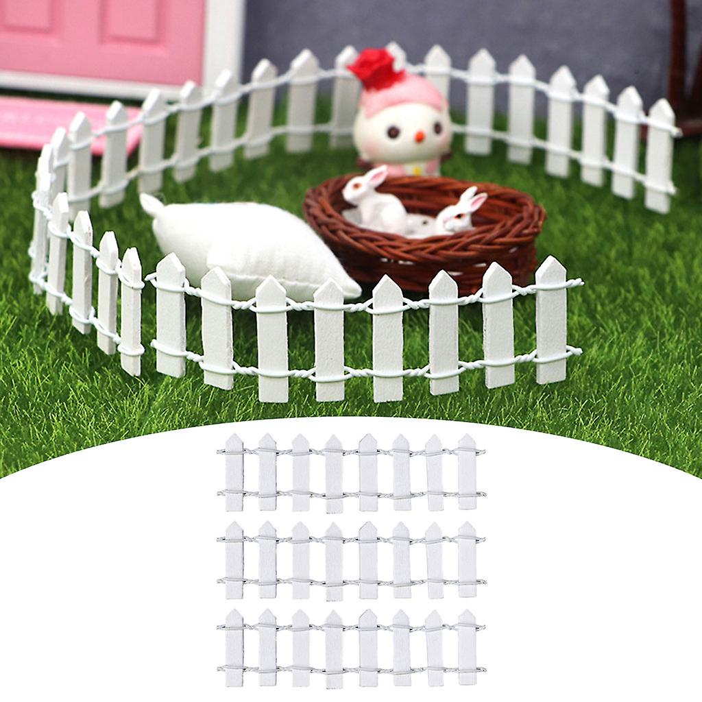 3pcs Mini Dollhouse Garden Fence Ornament Micro Scene Model For Plant Pots Kids Toys