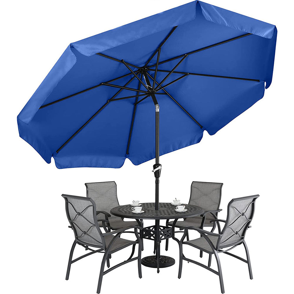 Valance Patio Umbrella For Outdoor Table Market -8 Ribs (9Ft, Blue)
