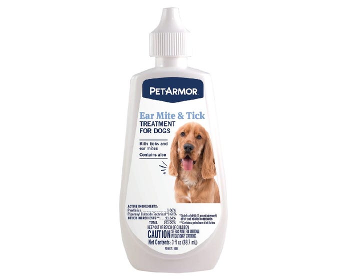 PetArmor Ear Mite  Tick Treatment for Dogs， 3 oz. Bottle