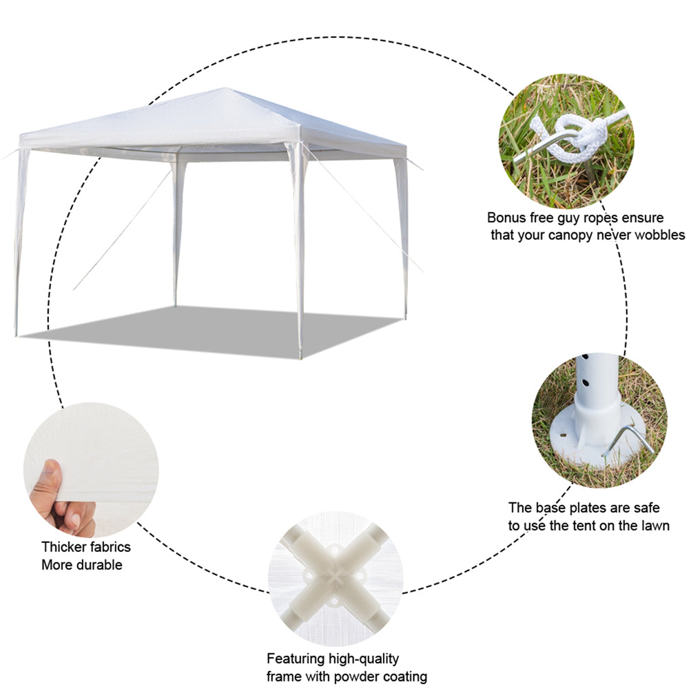 Canopy Party Tent for Outside, 10' x 10' Patio Gazebo Waterproof Tent, ZPL White Outdoor Wedding Tent(No SideWalls)