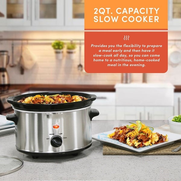 2 Qt Oval Stainless Steel Slow Cooker - - 37688176
