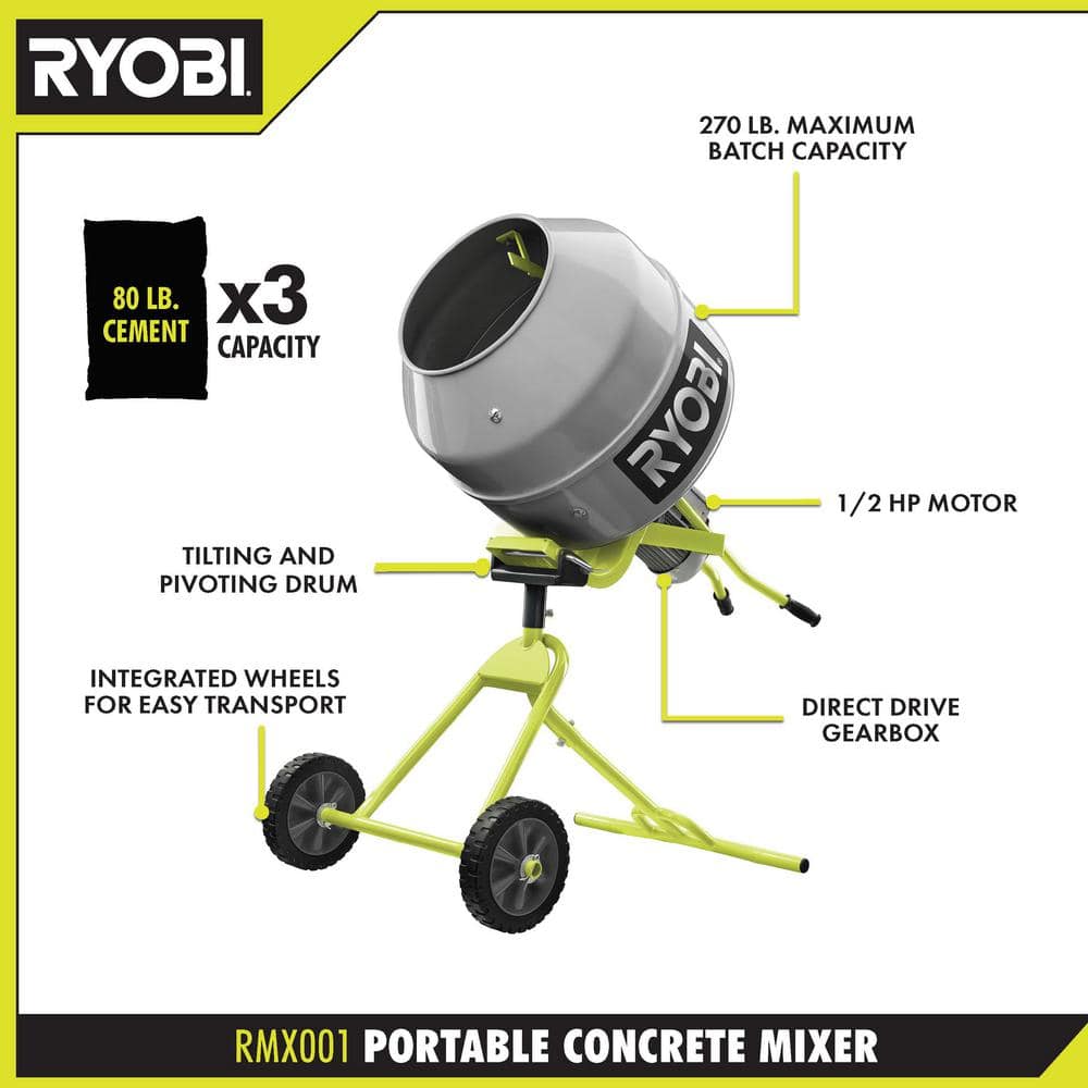 RYOBI 5.0 cu. ft. Portable Concrete Mixer RMX001