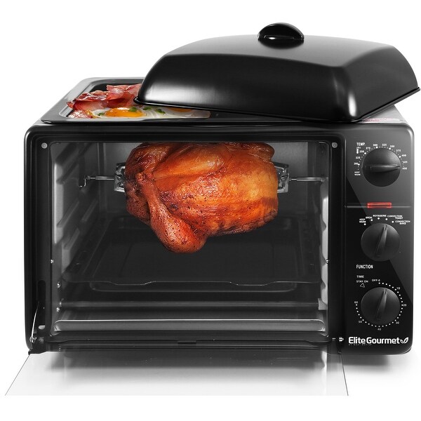 0.8Cu. Ft. Multi-function Toaster Oven with Rotisserie， Convection and Grill/Griddle Oven Top