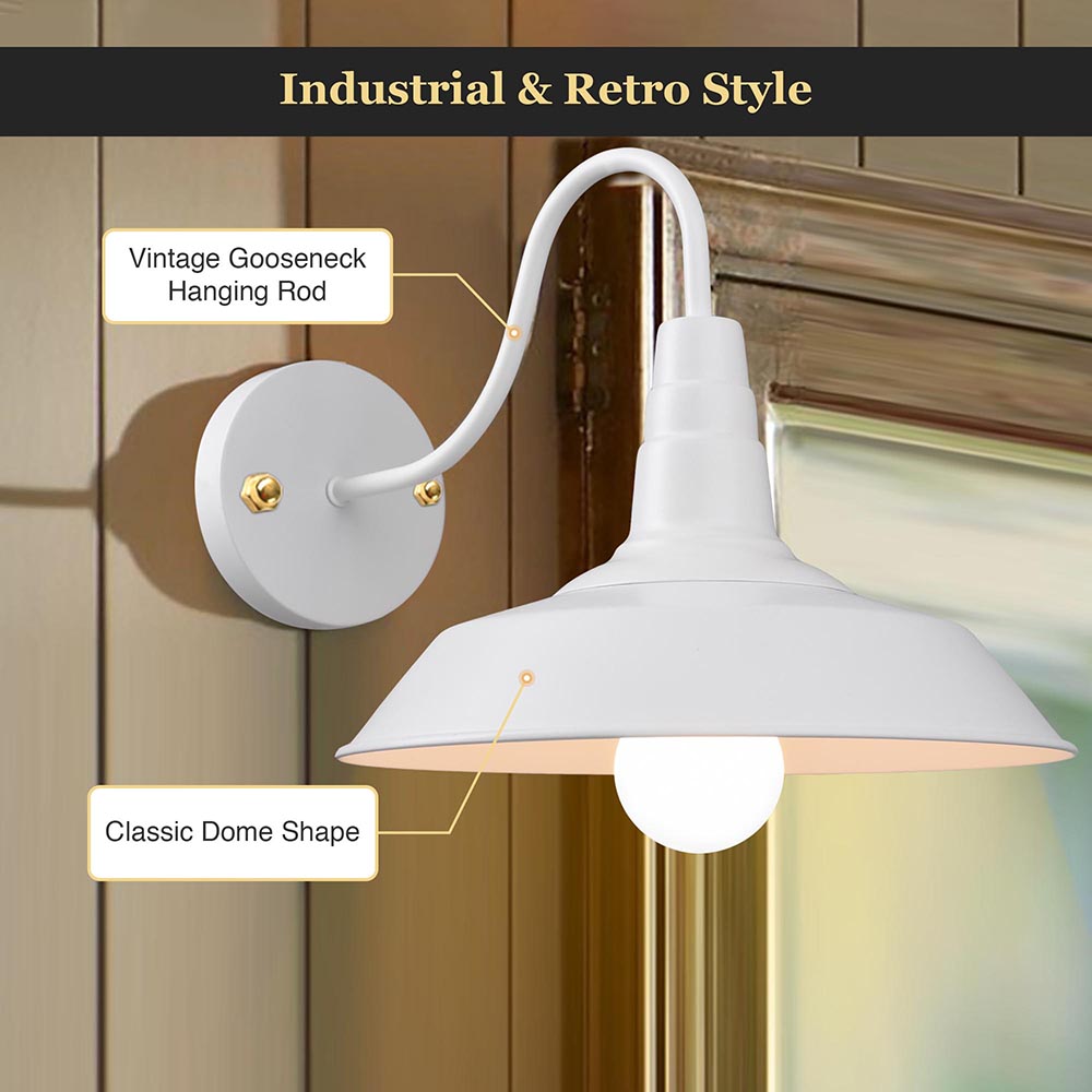 Yescom 14 in Industrial White Wall Sconce Wall Light 1 Light