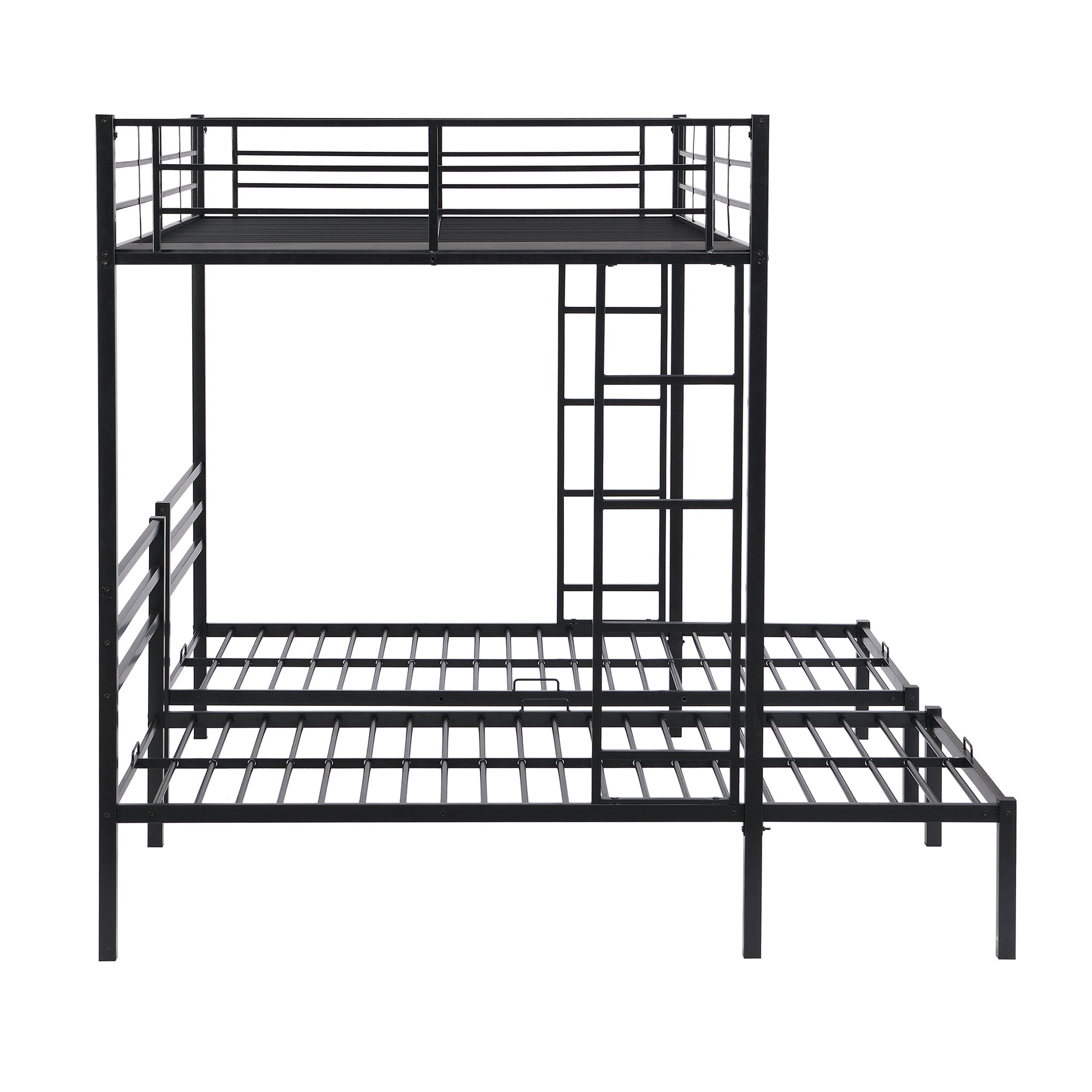 Bellemave Metal Triple Bunk Bed with Ladder, Full over Twin & Twin Bunk Bed for 3 Kids, Teens, Boys & Girl in Bedroom (Black)