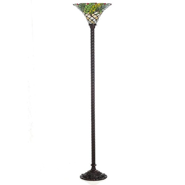 -style Green Leaf Torchiere Lamp
