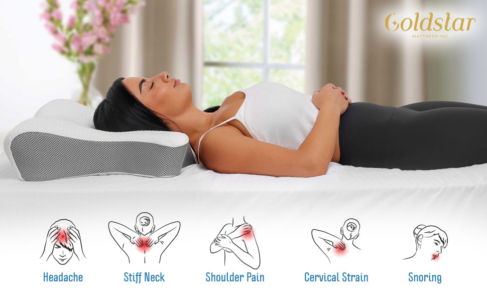 Indulgence Cervical Memory Foam Pillow - Contour Pillow with Multifunctional Support for Neck, Side, Back, and Stomach - 3D Ergonomic Pillow for Relieving Headache, Cervical Strain, Snoring, and More