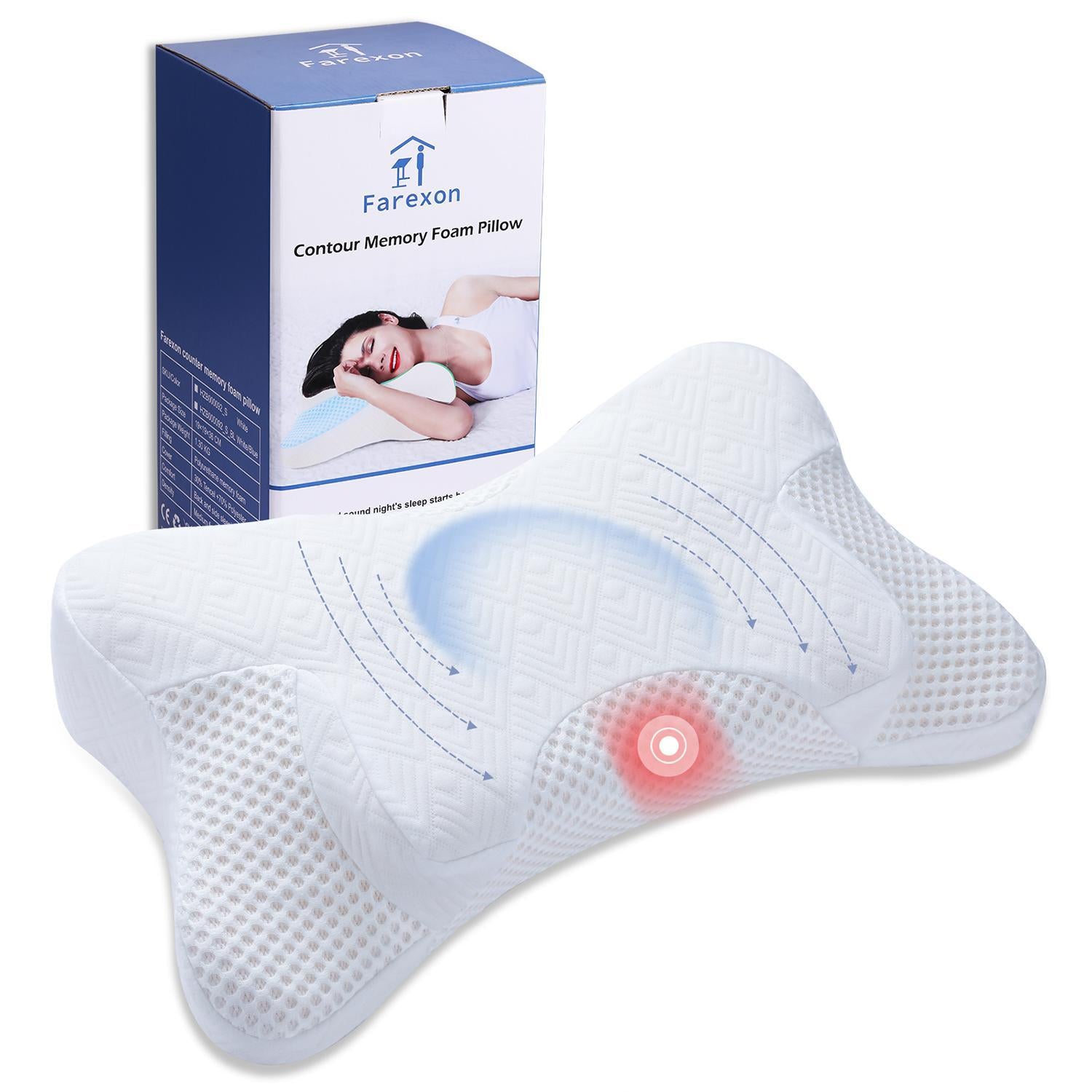 Adjustable Cervical Memory Foam Pillow, Odorless Neck Pillows for Pain Relief, Orthopedic Contour Pillows for Sleeping with Pillowcase, Bed Support Pillow for Side, Back, Stomach Sleeper