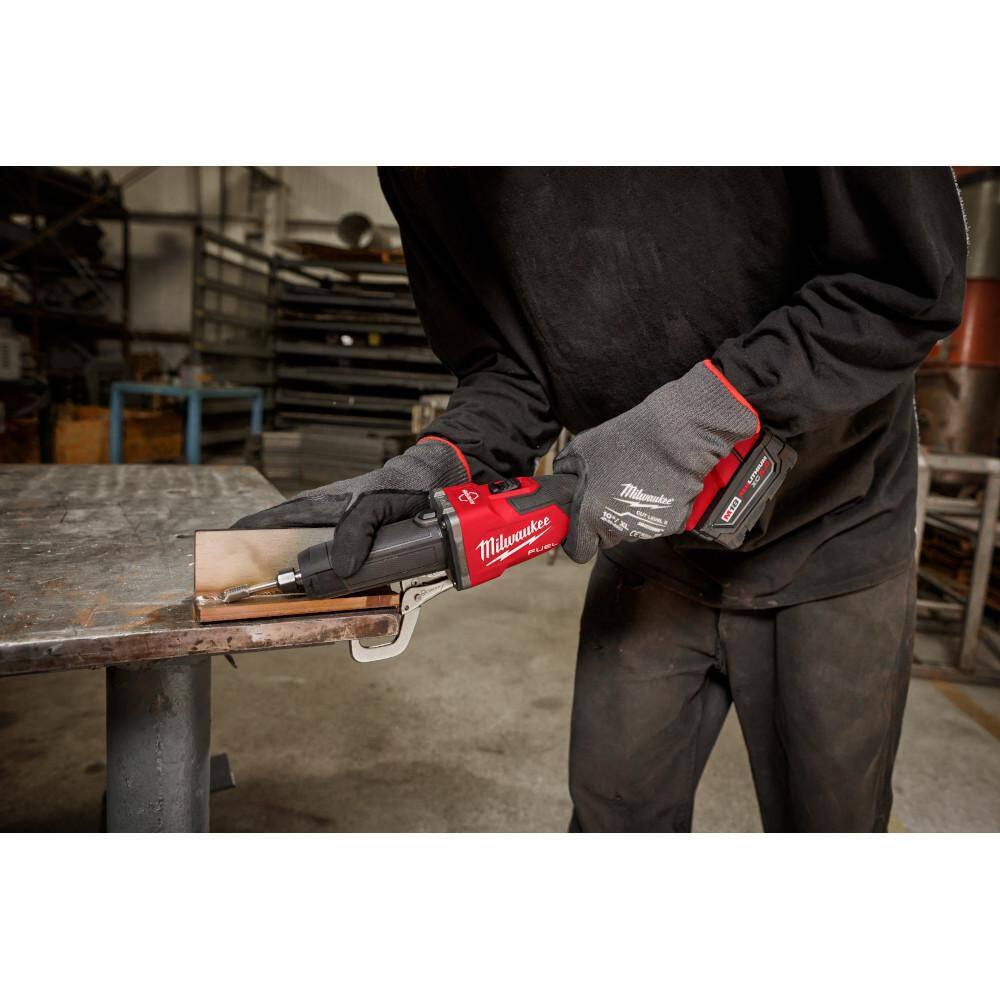 Milwaukee 2939-20 M18 FUEL 18V Lithium-Ion Brushless Cordless 1/4 in. Braking Die Grinder Slide Switch (Tool-Only)
