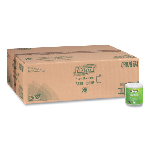 Marcal 100% Recycled 2-Ply Bath Tissue， Septic Safe， Individually Wrapped Rolls， White， 330 Sheets/Roll， 48 Rolls/Carton (6079)