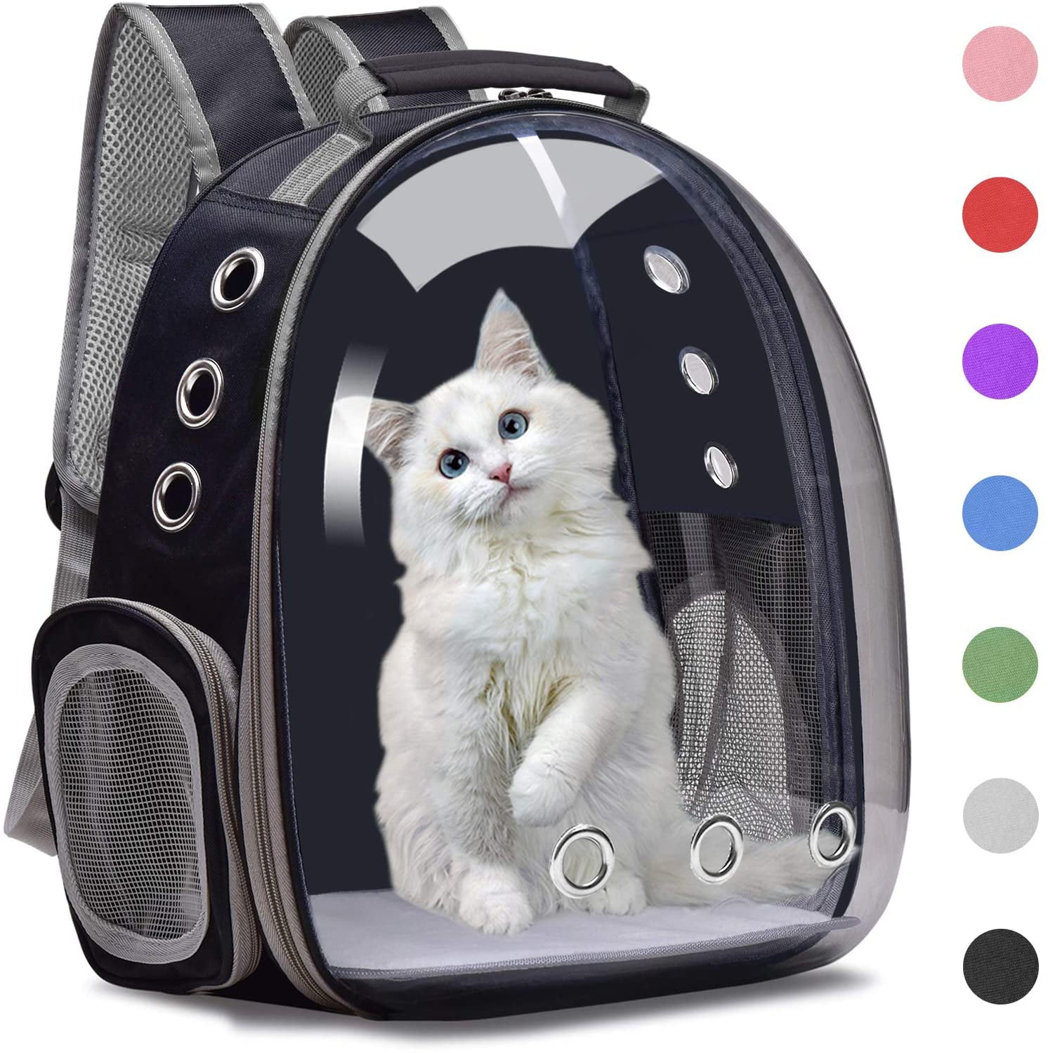 Henkelion Cat Backpack Carrier Bubble Bag， Small Dog Backpack Carrier for Small Dogs， Space Capsule Pet Carrier Dog Hiking Backpack Airline Approved Travel Carrier - Black Grey Pink Blue Purple Green