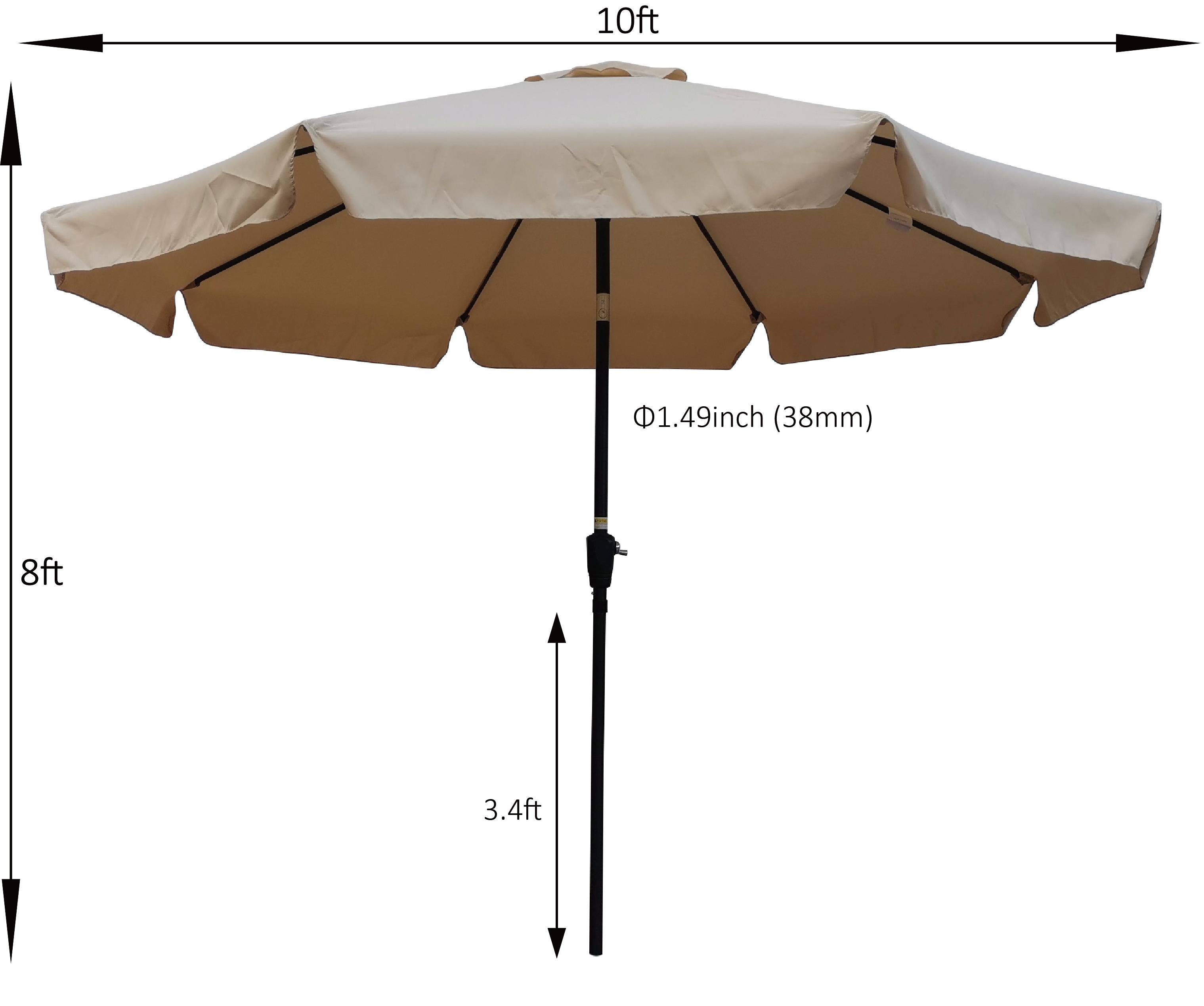 UBesGoo 10FT Outdoor Garden Table Umbrella Patio Umbrella Tan