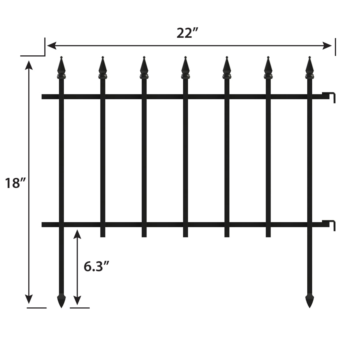 Expert Gardener Empire Black Powder Coated Steel Garden Border 22.5 inches W x 18 inches H