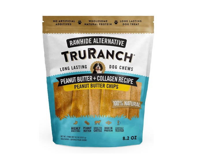 TruRanch Collagen Dog Chips， Peanut Butter， 8.2 oz. Bag