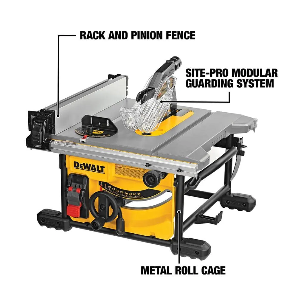 DEWALT 15 Amp Corded 8-1/4 in. Compact Portable Jobsite Tablesaw (Stand Not Included) DWE7485