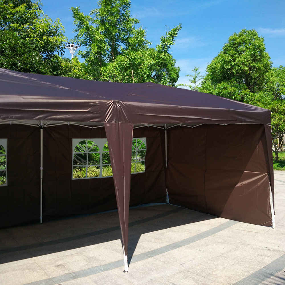 Zimtown 10'x20' Ez Pop up Wedding Party Tent 4 Sides Coffee