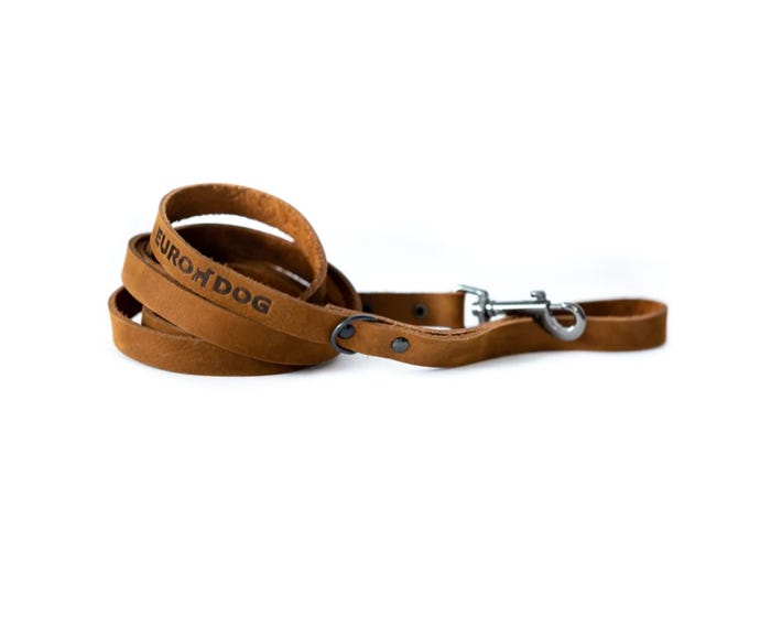 Euro Dog Soft Leather Dog Leash Sport Style， Brown - LSBB